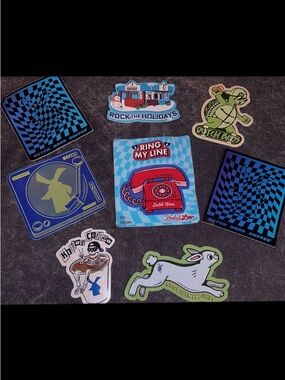 Dutch Bros Retro Sticker Pack - Blue, Red, Green.